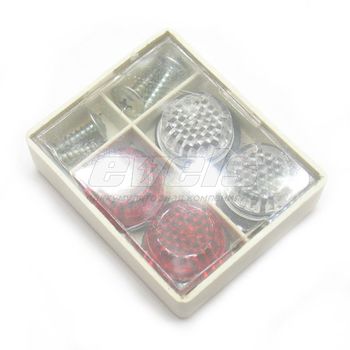 Катафот-саморез номерного знака красно-белые в пластиковой короб. (4 шт.)